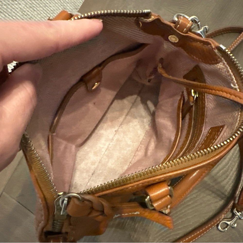 Dooney & Bourke Pebble Leather Satchel with‎ Crossbody Tan - Picture 6 of 16